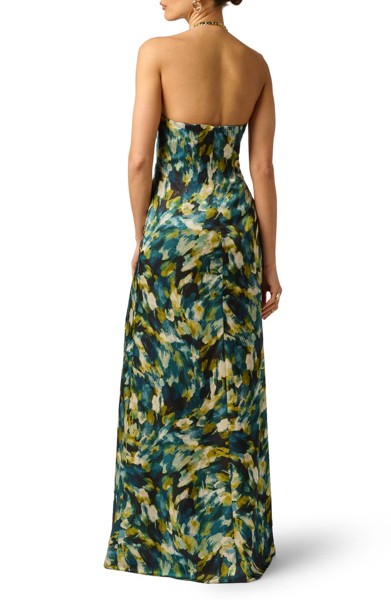 Adrianna Papell Print Halter Satin Gown, Alternate, color, 