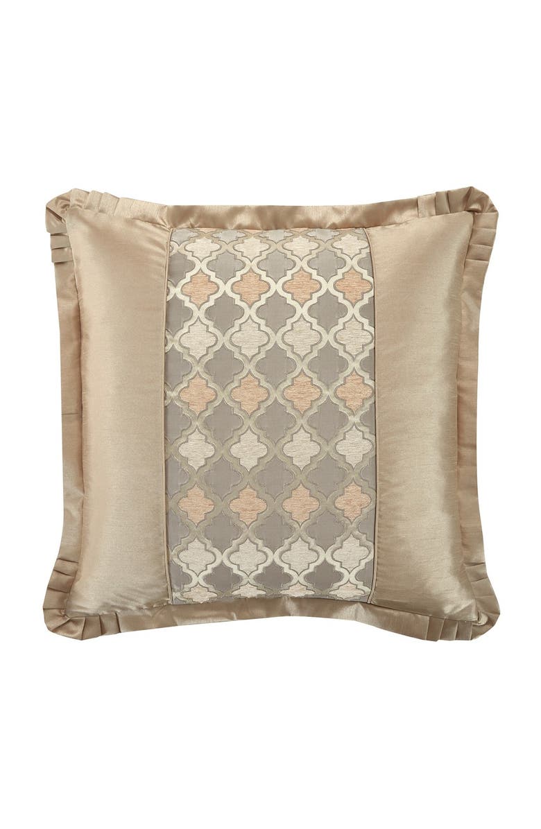 CHIC Sueann Chenille Geometric Scroll Design With Faux Silk Flange Border King Comforter Set - Beige - 9-Piece Set, Alternate, color, 