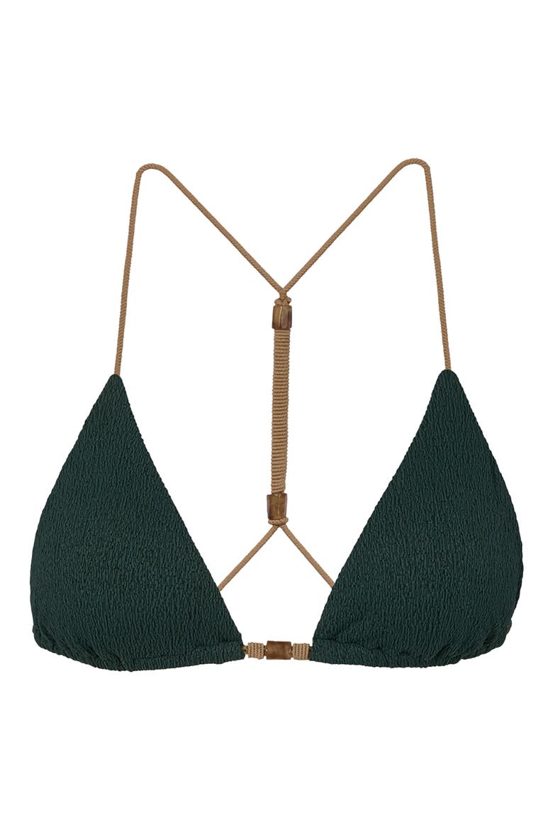 Firenze April Crinkle T-Back Bikini Top, Alternate, color, GREEN