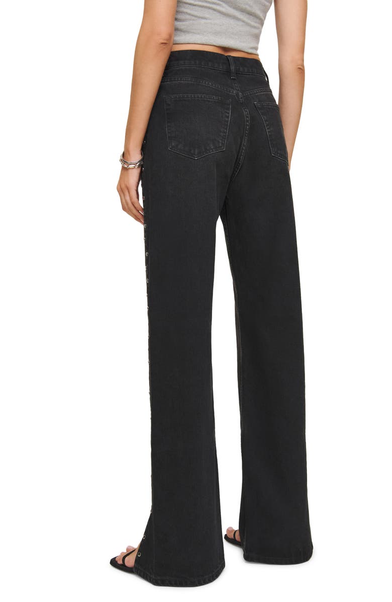 Reformation Cary Studded High Waist Slouchy Wide Leg Jeans, Alternate, color, Vana Studded