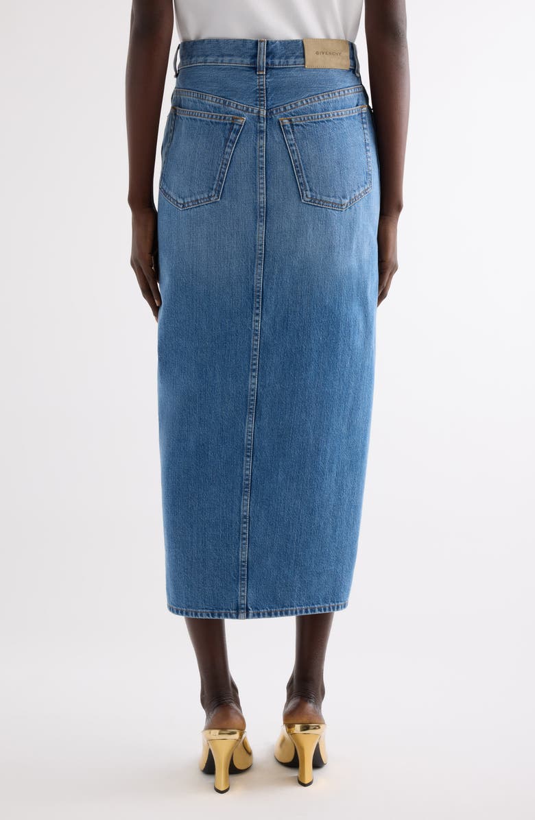 Givenchy Side Slit Long Denim Skirt, Alternate, color, Medium Blue