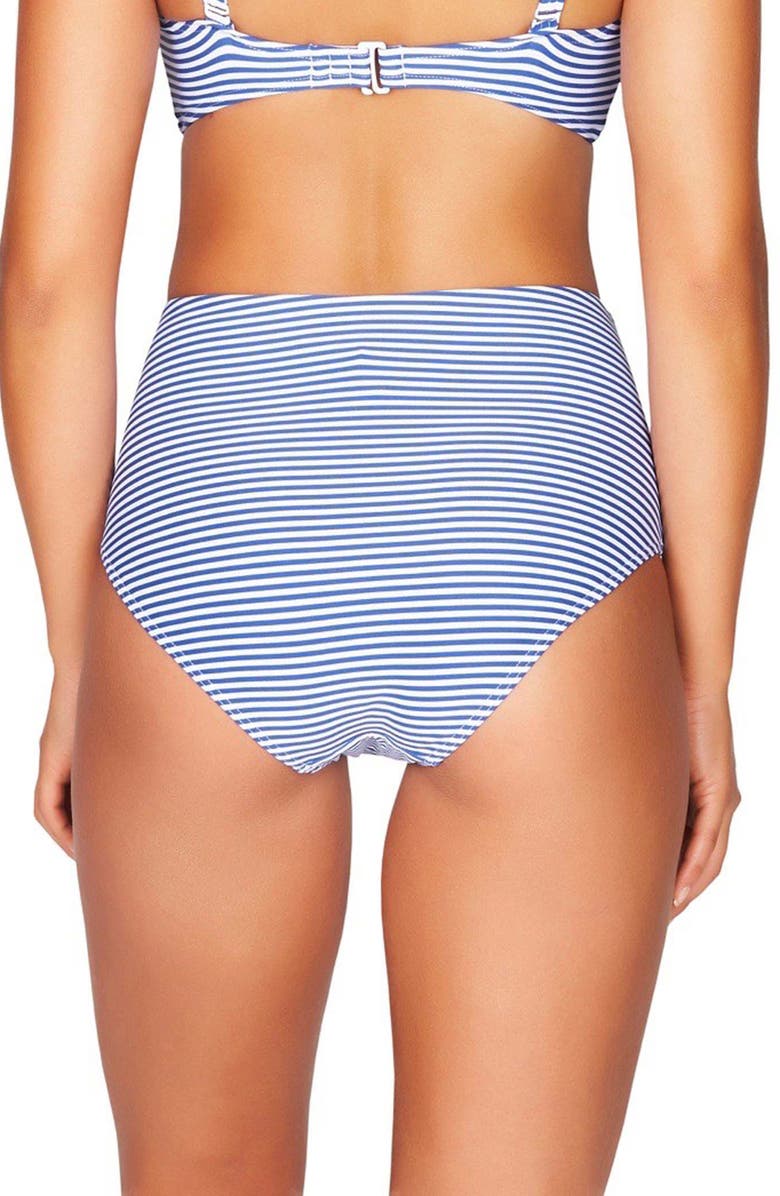 Sea Level Sorrento Stripe High Waist Gathered Side Bikini Bottoms, Alternate, color, 