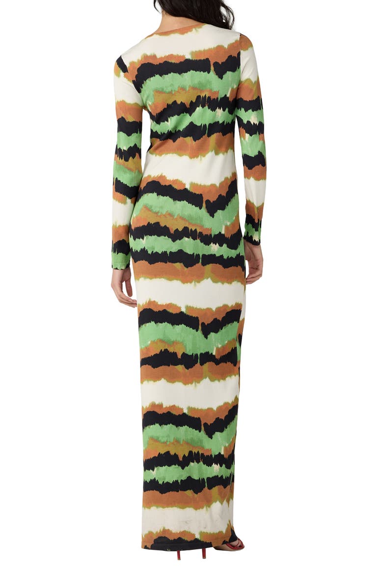 Robin Abstract Stripe Long Sleeve Column Dress, Alternate, color, CATERPILLAR IVORY