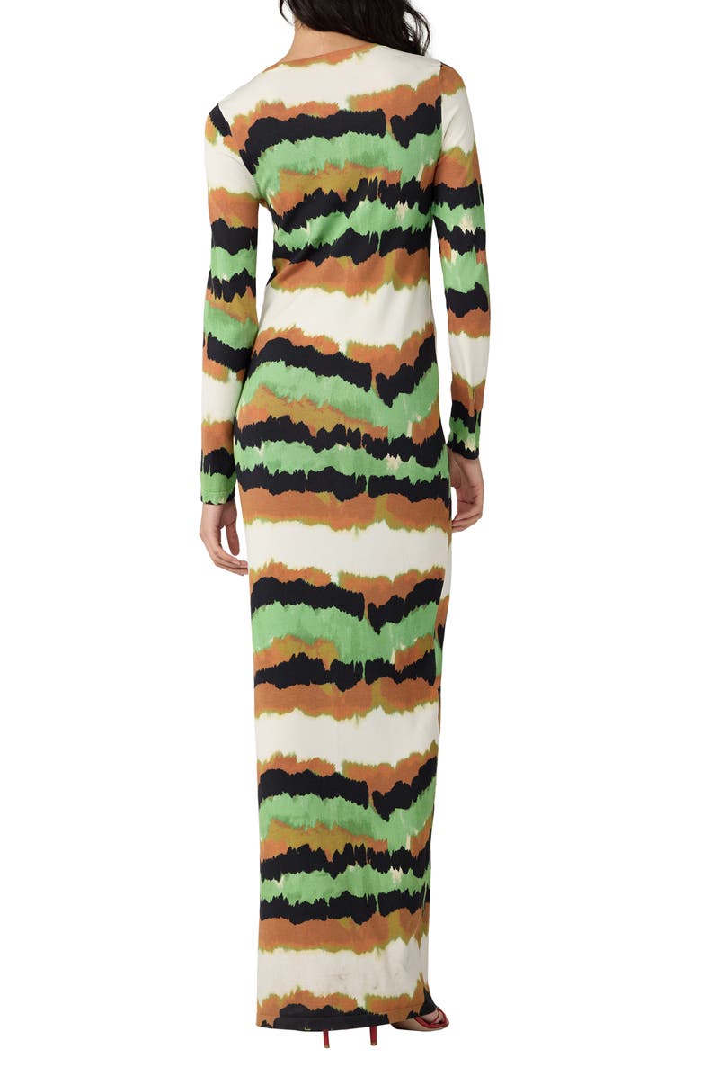 Diane von Furstenberg Robin Abstract Stripe Long Sleeve Column Dress, Alternate, color, Caterpillar Ivory
