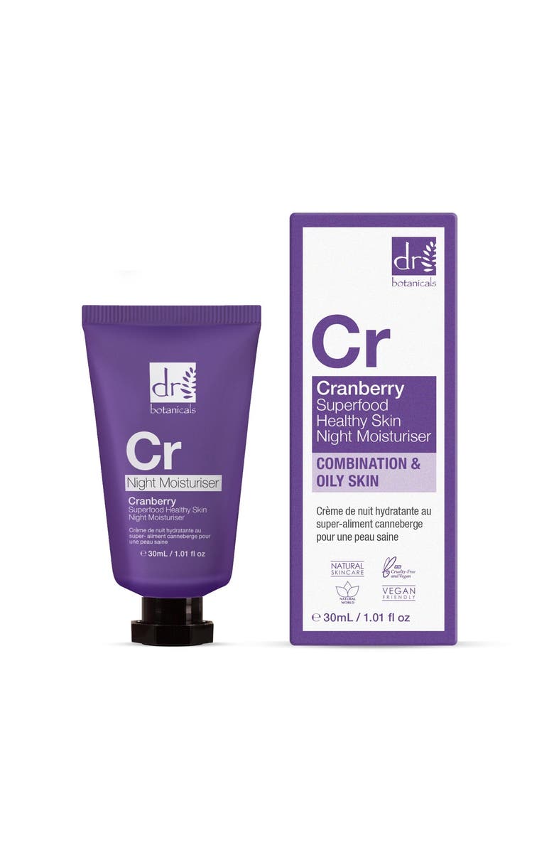 DR BOTANICALS Cranberry Superfood Healthy Skin Night Moisturiser 30ml x 3 Trio Set, Main, color, White