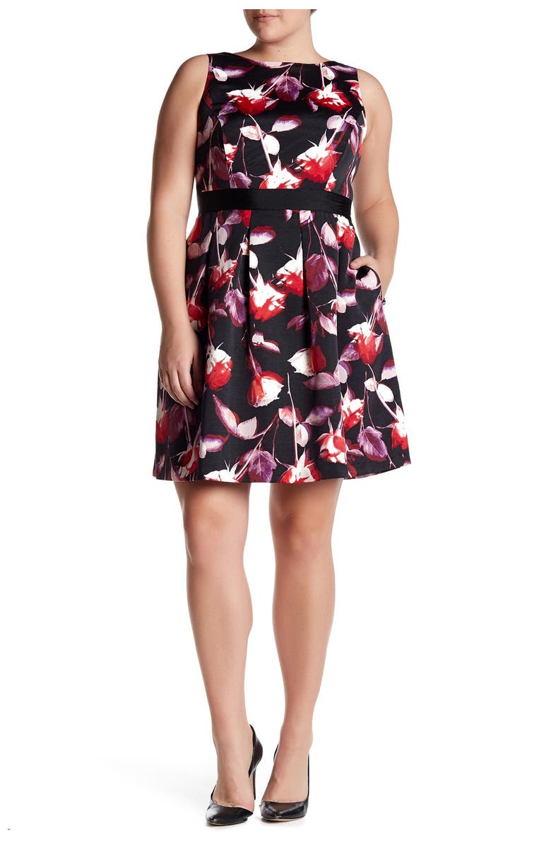 Adrianna Papell Floral Fit & Flare Dress, Alternate, color,