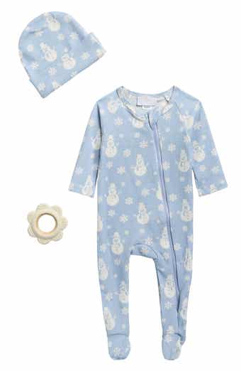 Toby Snowman Waffle Knit Footie, Hat & Teether Set
