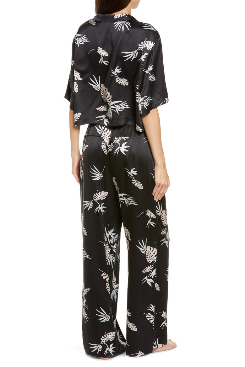 Washable High Waist Silk Pajamas, Alternate, color, IMMERSED BLACK PALM