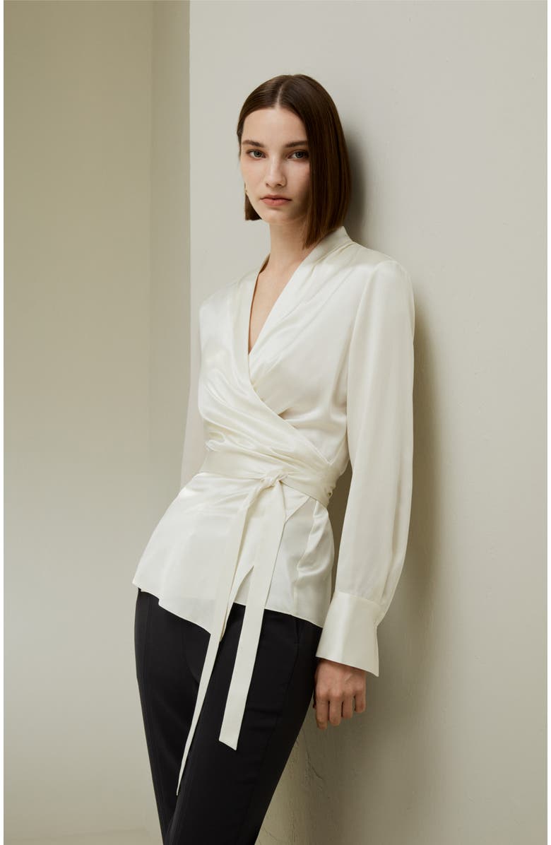 Lilysilk Silk Wrap Blouse, Alternate, color, Lily White