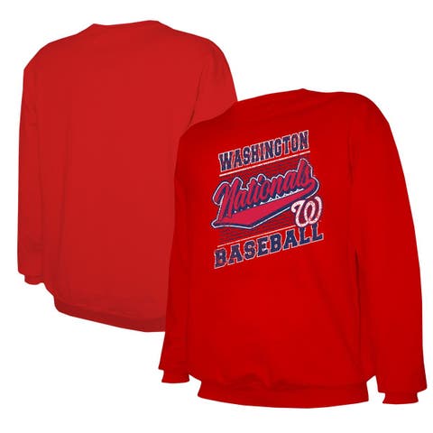 Men's Stitches Red Washington Nationals Lightweight Crew Sweatshirt