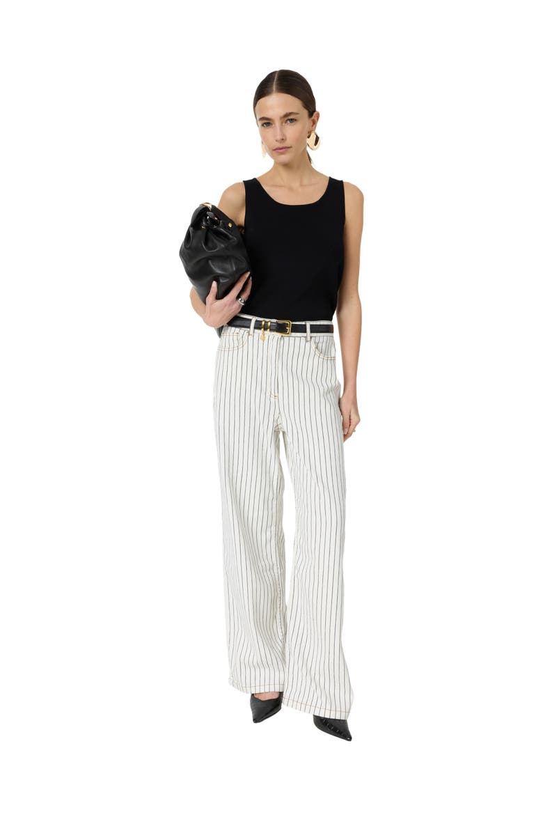 Amaliah Striped Wide Leg Jeans, Alternate, color, Ecru