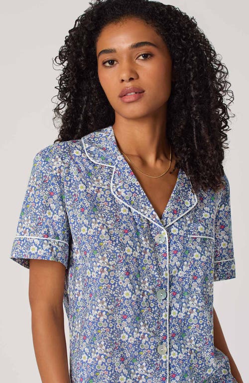 Bedhead Pajamas Floral Print Cotton Jersey Crop Pajamas In Blue