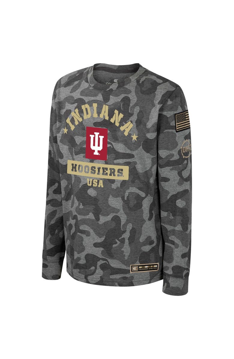 COLOSSEUM Youth Colosseum Camo Indiana Hoosiers OHT Military Appreciation Dark Star Long Sleeve T-Shirt, Alternate, color, 