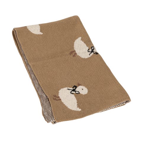 Cotton Knit Baby Blanket with Ducklings, Multicolor