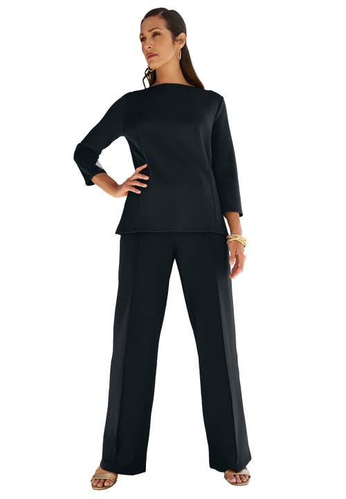 Jessica London Perfectease Boatneck Top In Black