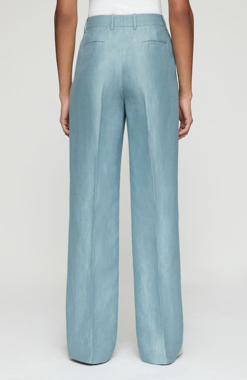 Lafayette 148 Gates Full Leg Linen Blend Pants In Paper Blue