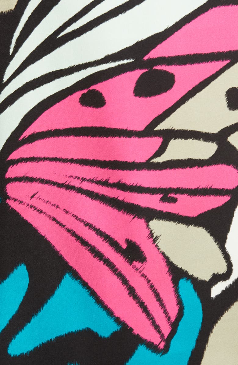 St. John Evening Monarch Butterfly Print Stretch Silk Blouse, Alternate, color, 