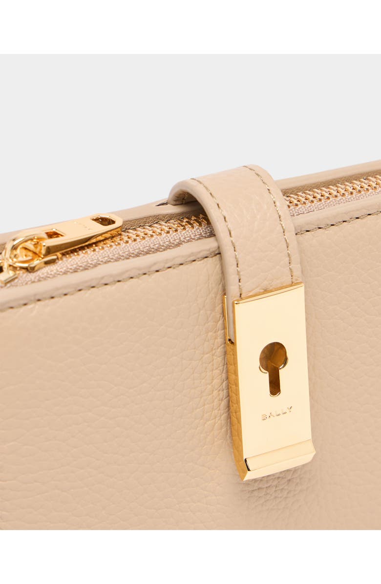 Bally Lock Me Wallet In Grained Leather, Alternate, color, Sabbia 26+Y Gold