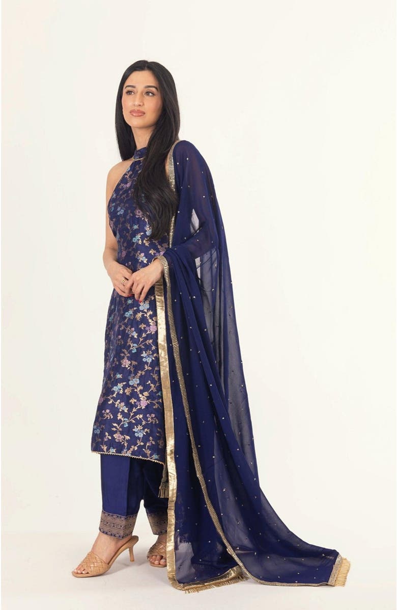 RAAS Lazuli Jacquard Halter Salwar Kameez, Alternate, color, Blue