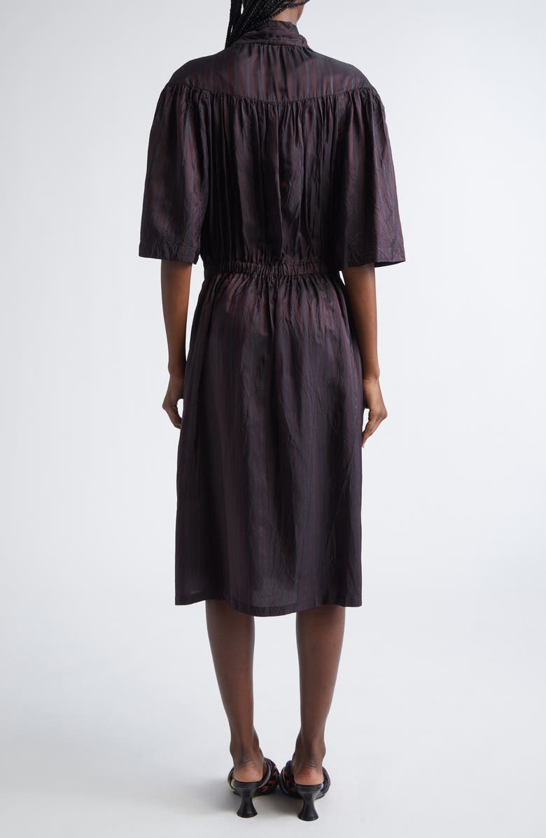 Dries Van Noten Daffino Stripe Midi Dress, Alternate, color, Burgundy