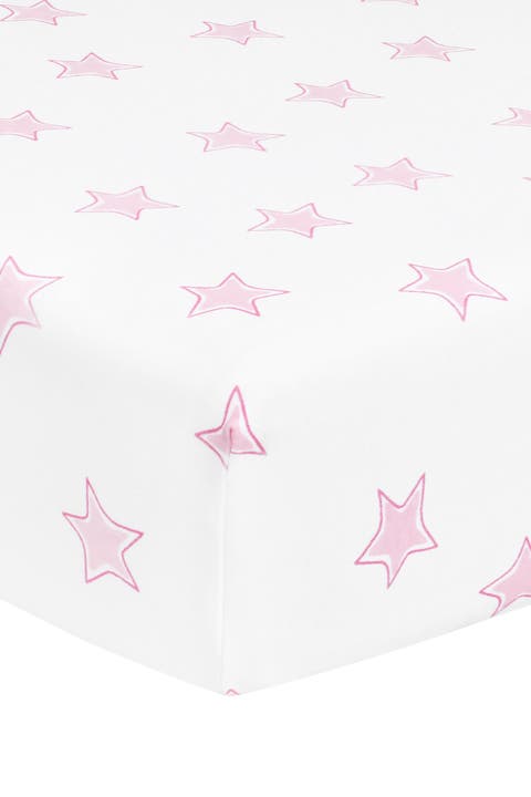 Pink Stars Print Crib Sheets - Baby