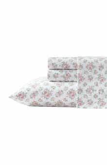 Laura Ashley Leanna Rose 200 Thread Count Cotton Percale Sheet Set