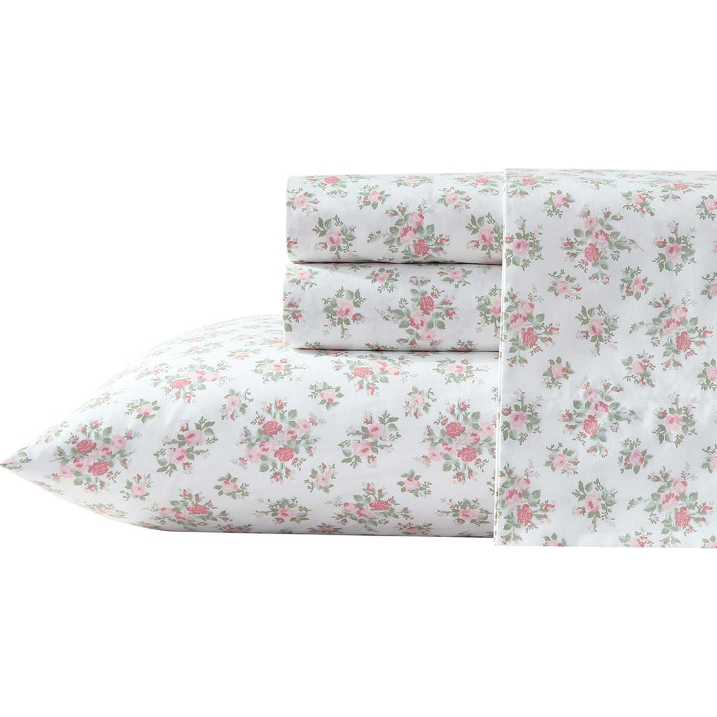 Laura Ashley Leanna Rose 200 Thread Count Cotton Percale Sheet Set In Multi
