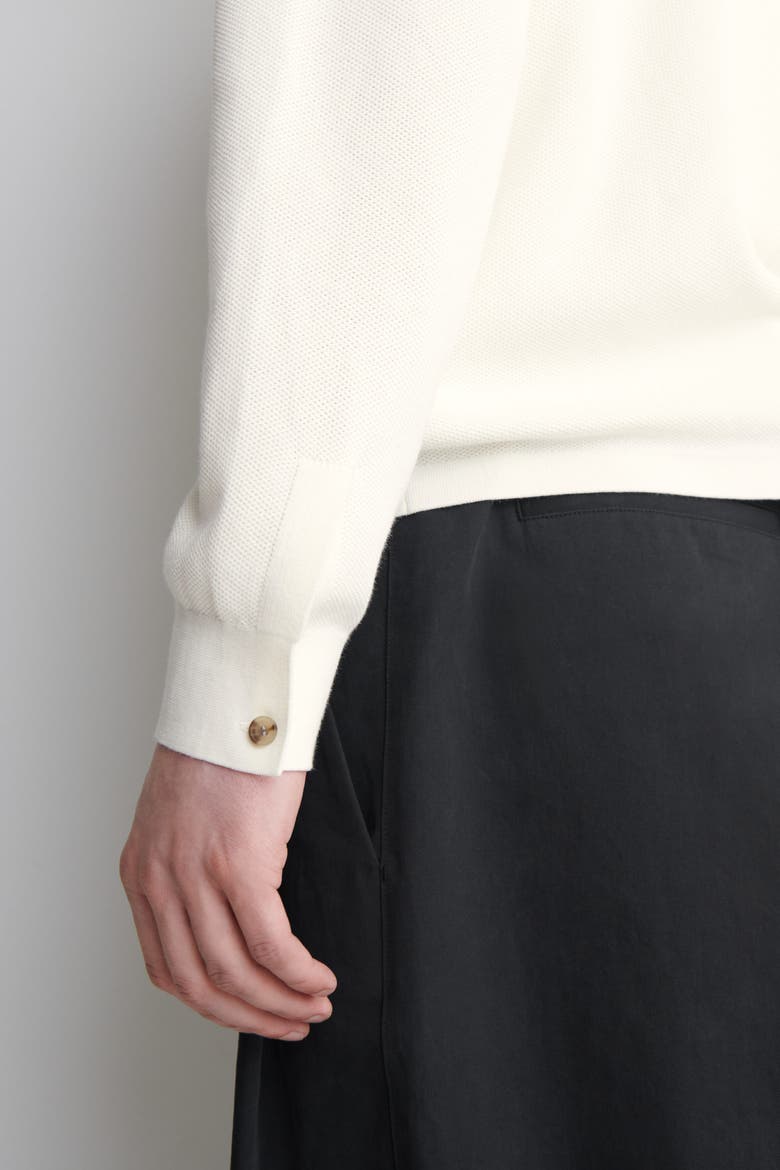 Honeycomb-knit Polo Shirt, Alternate, color, OFF-WHITE