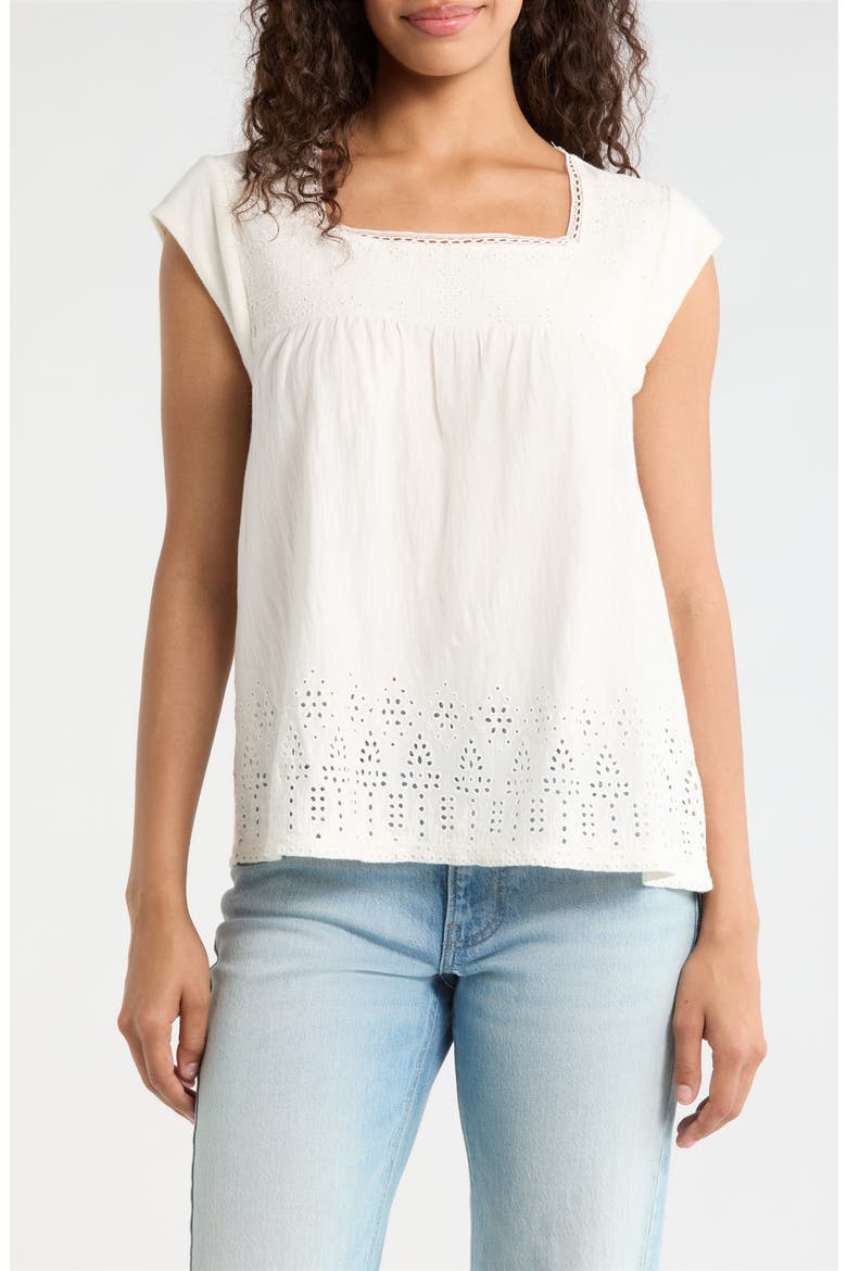 Eyelet Lace Top, Main, color, WHISPER WHITE