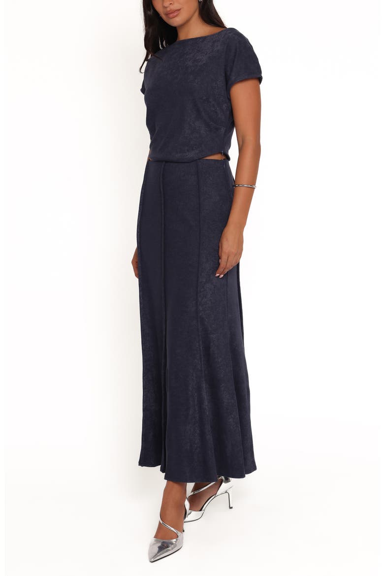 Aria Terry Cloth Crop Top & Maxi Skirt Set, Alternate, color, DENIM BLUE