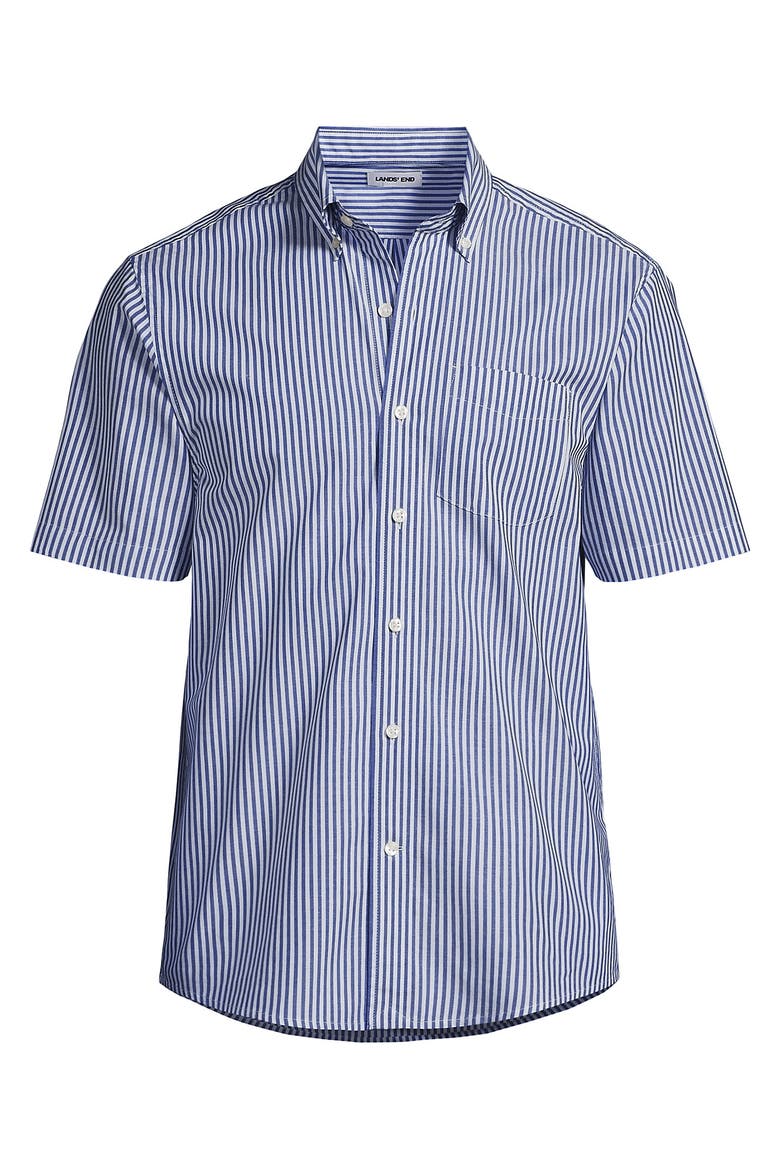 Short Sleeve Essential Lightweight Poplin, Alternate, color, Sapphire Gem Blue Stripe
