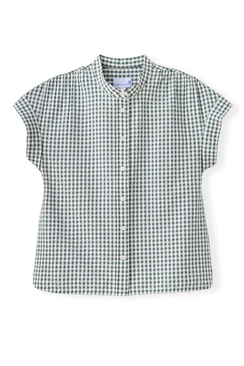 Margo Gingham Button-Down Shirt, Alternate, color, Moss