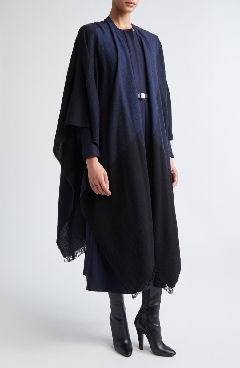 Akris Fringed Wool & Cashmere Cape, Alternate, color, 