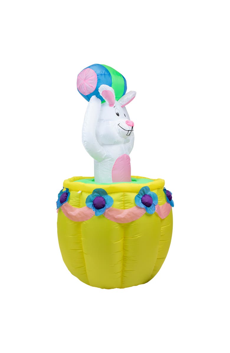 Northlight Lighted and Animated Inflatable Easter Bunny Basket Outdoor Decoration - 5.5' -, Alternate, color, Green