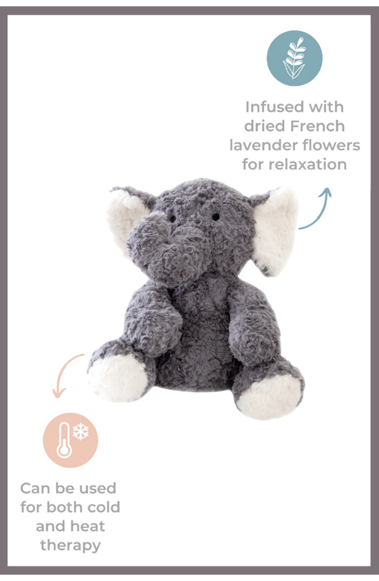 Mindful and Co Kids Microwavable and Weighted Plush Buddies, Alternate, color, Eleanor The Elephant