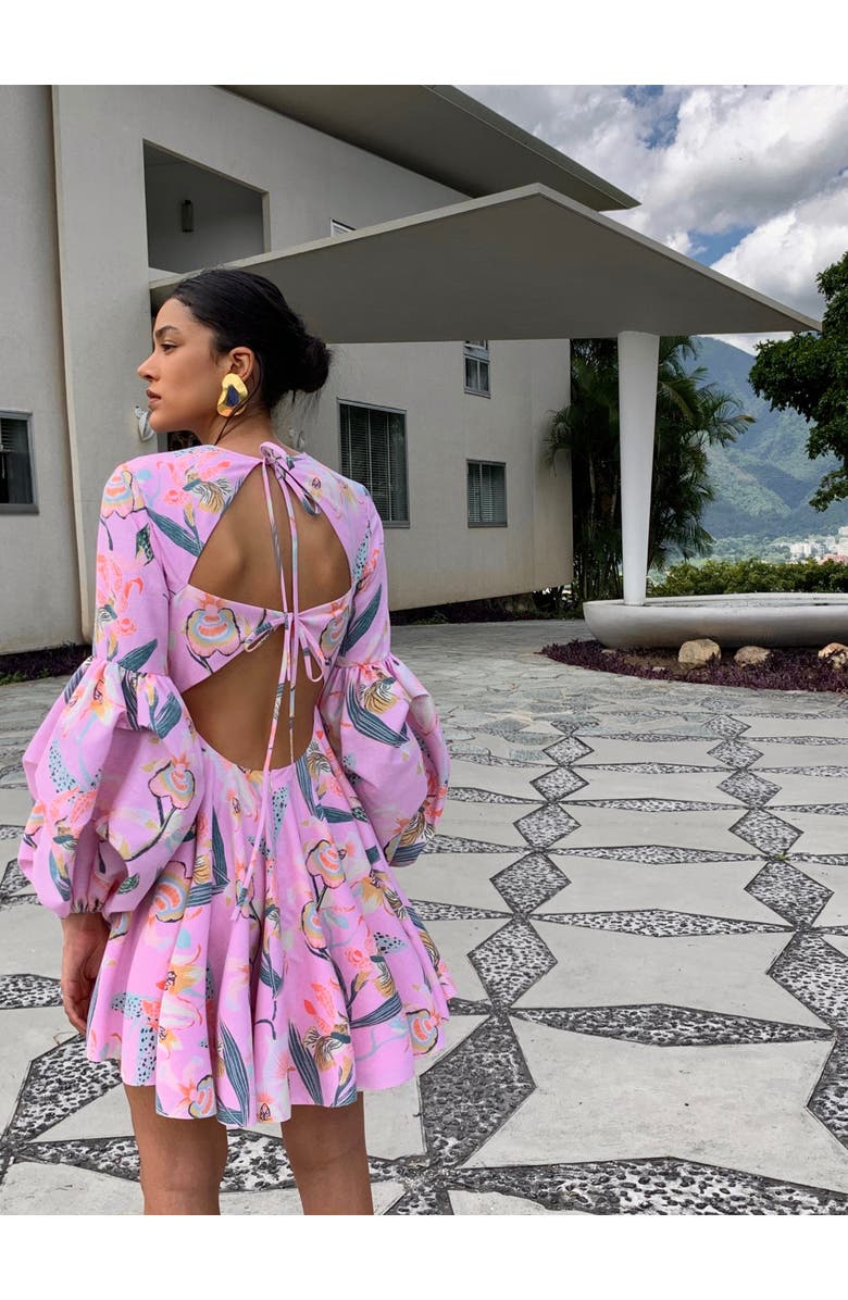 NO PISE LA GRAMA Trinitaria Dress, Alternate, color, Orquidea Pink Print