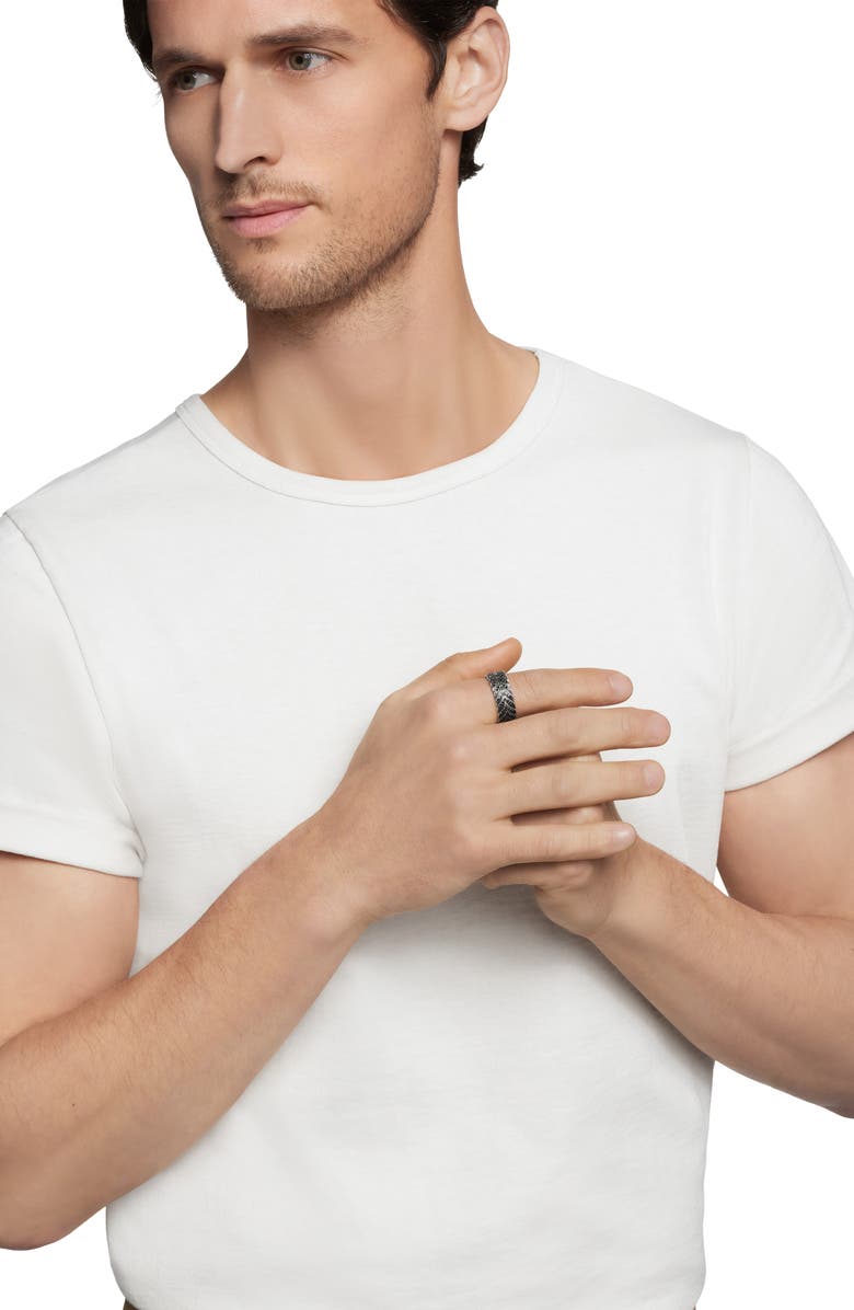 David Yurman Chevron Band Ring in Sterling Silver with Black Diamonds, 9mm, Alternate, color, Black Diamond