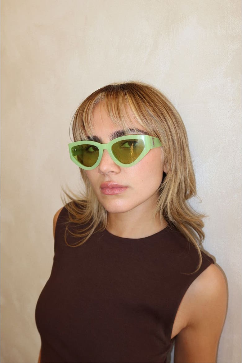 Nolita Cateye Polarized Sunglasses, Alternate, color, Lime