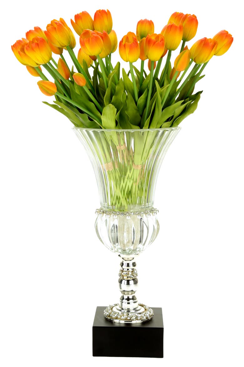 Blooming Tulip in Vase, Main, color, Tangerine Orange