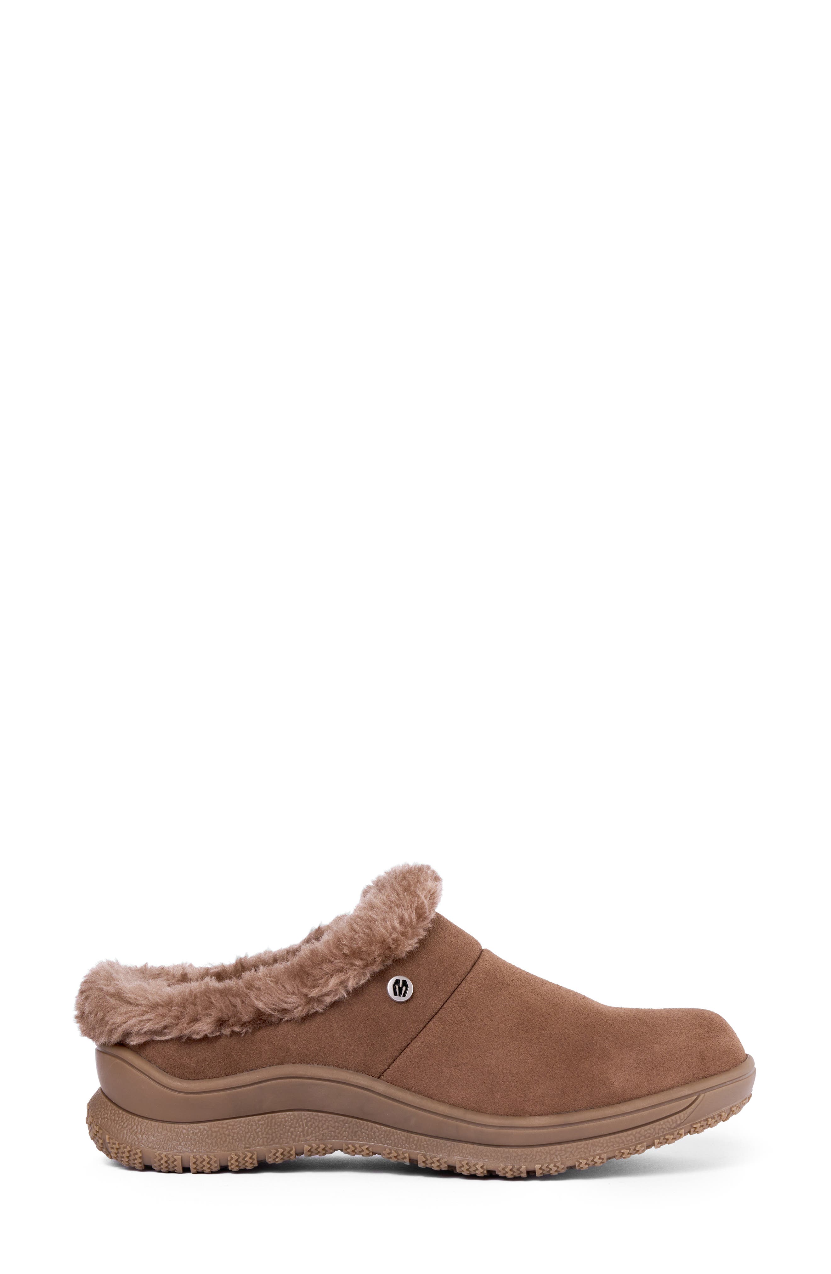 Minnetonka Emerson Water Resistant Faux Fur Slipper, Alternate, color, Cocoa