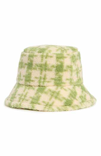 AREA STARS Houndstooth Faux Shearling Bucket Hat