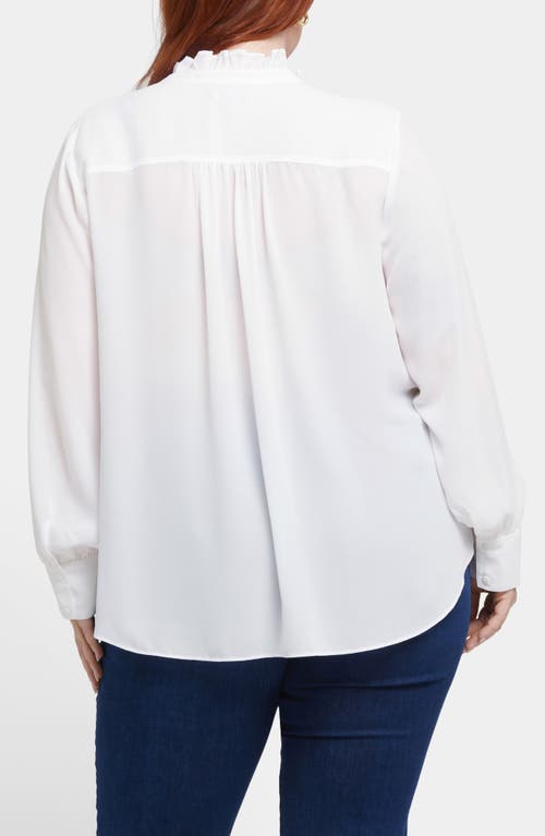 Nydj Ruffle Neck Blouse In White