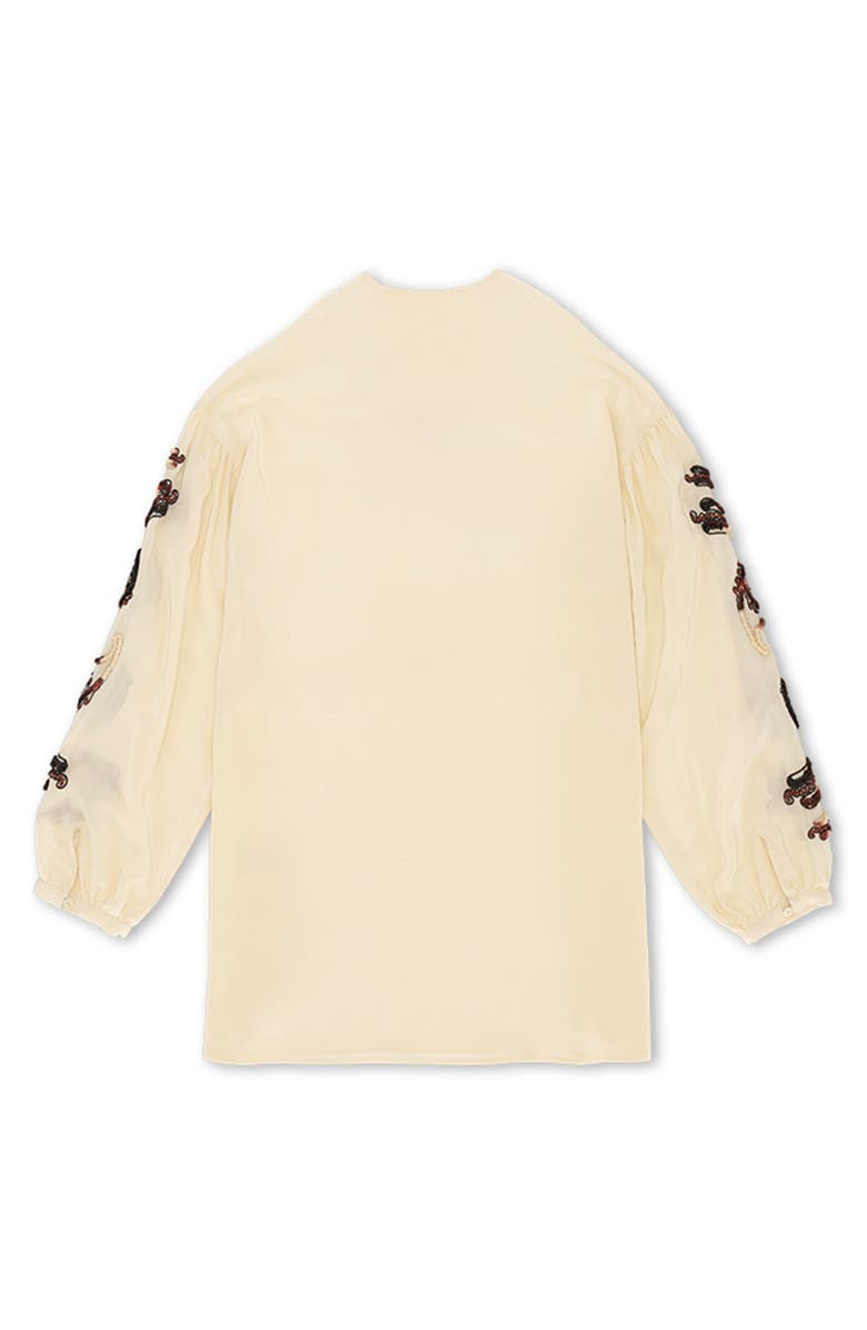 Fortela Allegra Embroidered Silk Shirt, Alternate, color, Milk