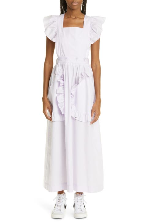 Lulu Apron Ruffle Cotton Midi Dress