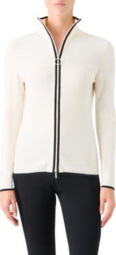 Akris punto Stretch Virgin Wool Zip Cardigan