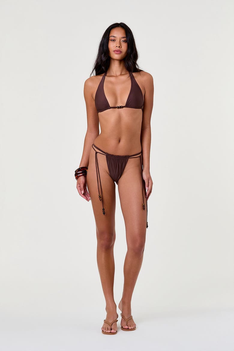 Shelli Bikini Top with Beads, Alternate, color, Espresso