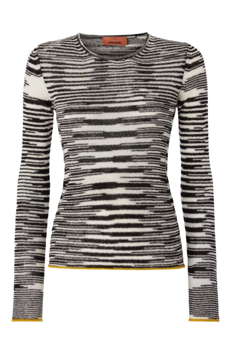 Missoni Crew Neck Sweater With Flame Pattern In Cashmere Blend, Alternate, color, Black & White