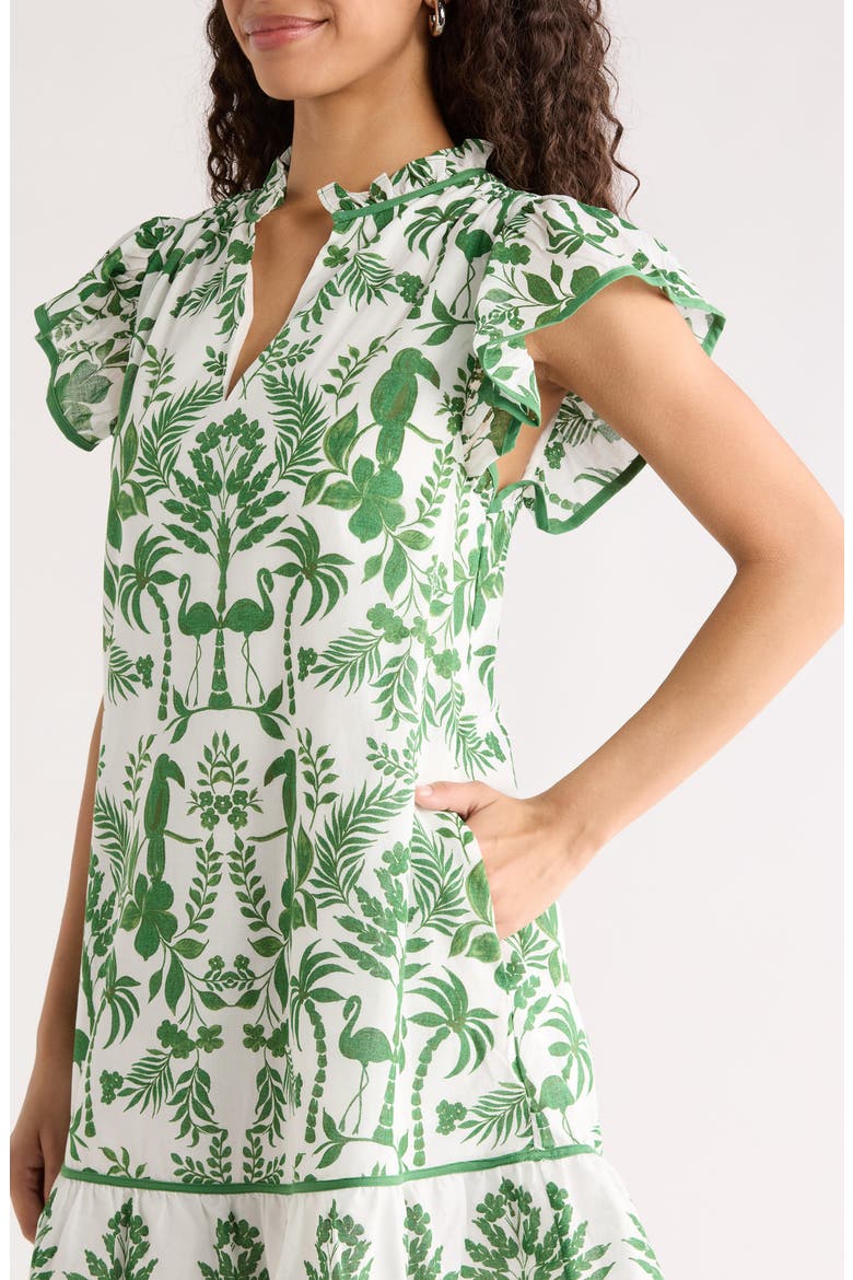 Davina Floral Ebba Shift Mini Dress, Alternate, color, WHITE-GREEN