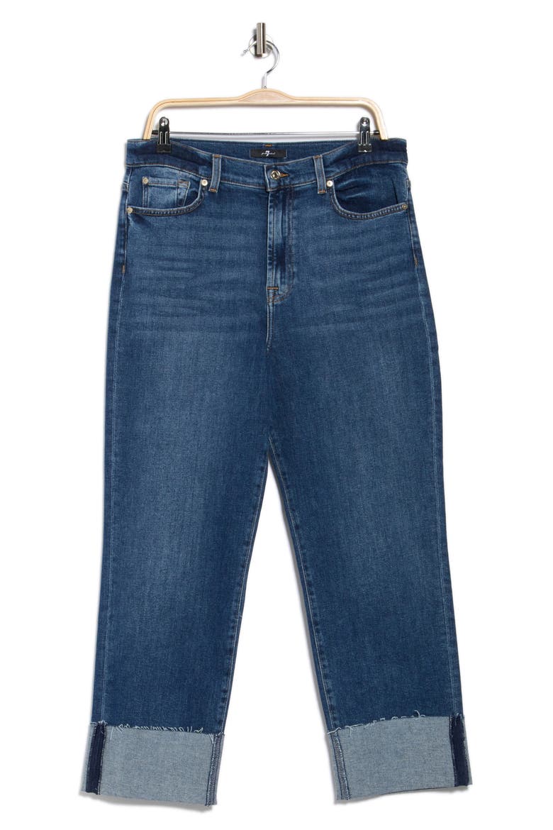 Logan Cuffed Raw Hem High Waist Ankle Straight Leg Jeans, Main, color, BEIDA