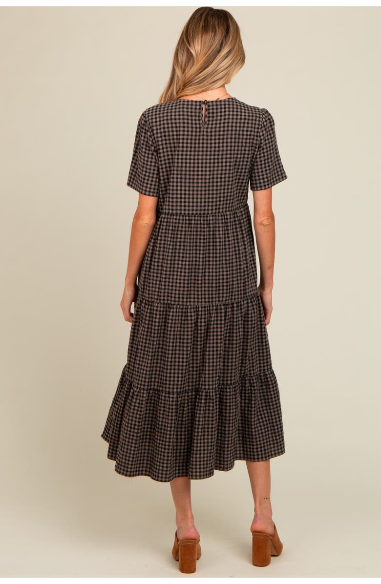 PinkBlush Gingham Tiered Midi Dress, Alternate, color,